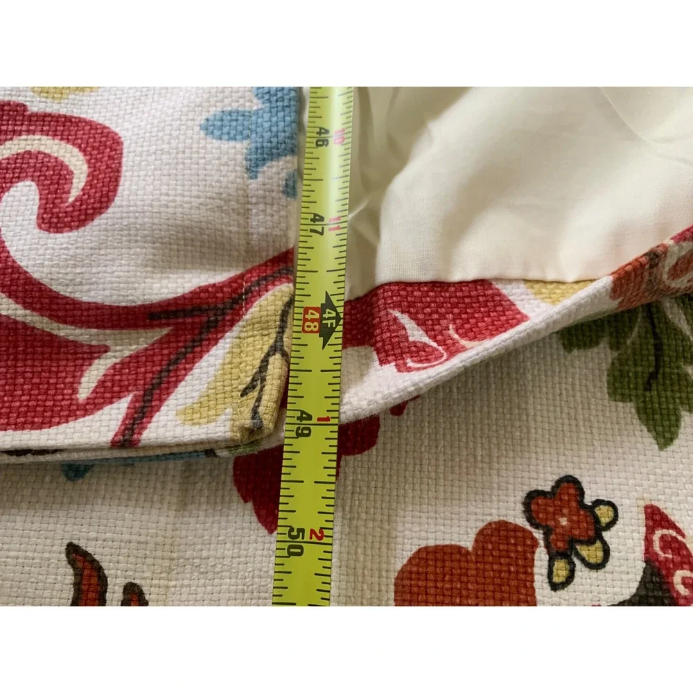 Floral Jacquard Lined Curtain Panels Red Blue Green Cream 91x49 Set 4 blackout